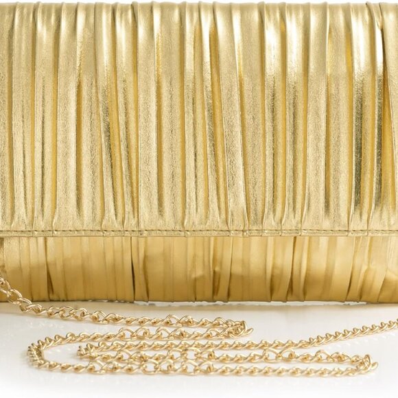 Clutch Purses for Women - Evening Bag Pleated Flap Clutch for Formal Party Cockt - Picture 1 of 7